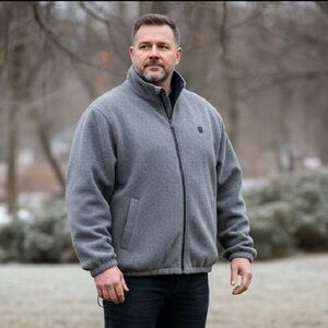 Chaps Ralph Lauren Y2K Men’s Reversible Fleece Jacket Bomber Logo XL Gray Black